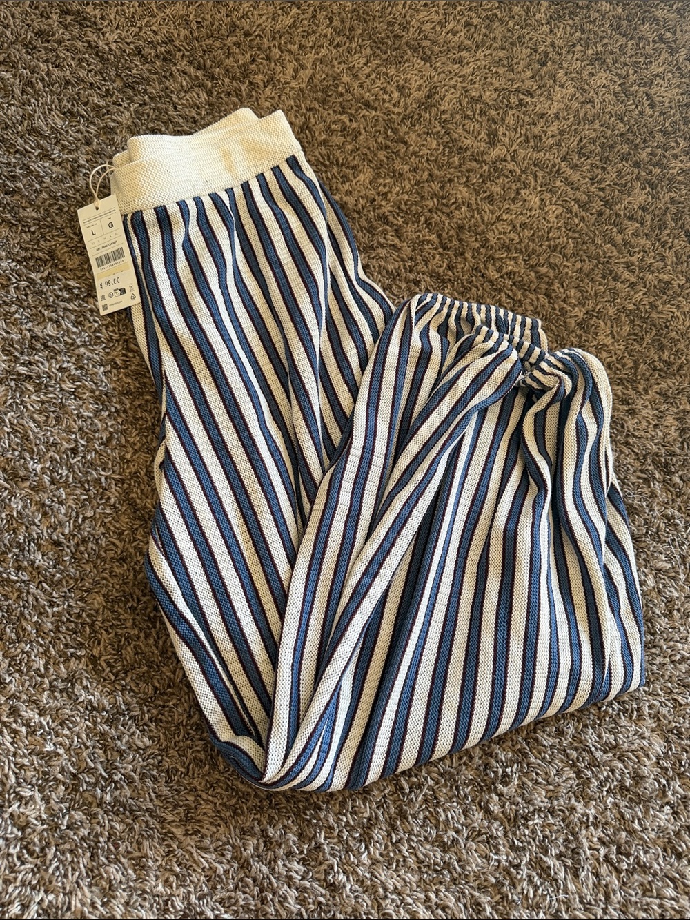 Striped Jogger Pants - Blue & White